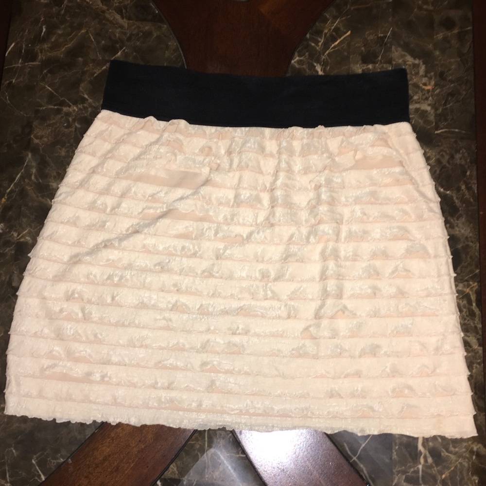 Express Off White Ruffle Mini Skirt